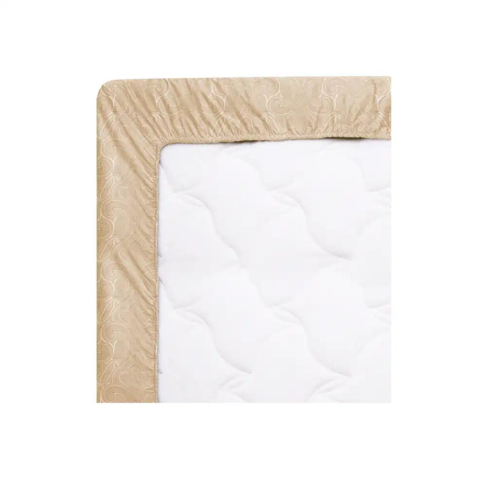 ths elysian paisley extra super king fitted jacquard cotton bed sheet gold