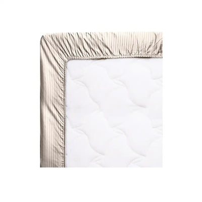 ths zen stripes super king fitted cotton bed sheet beige
