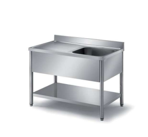Arex CLVGD127 Stainless Steel Single Bowl Drain Sink Unit, 120x70x85 cm