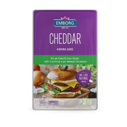 Emborg Sliced Cheddar 150g, Pack of 12 pcs