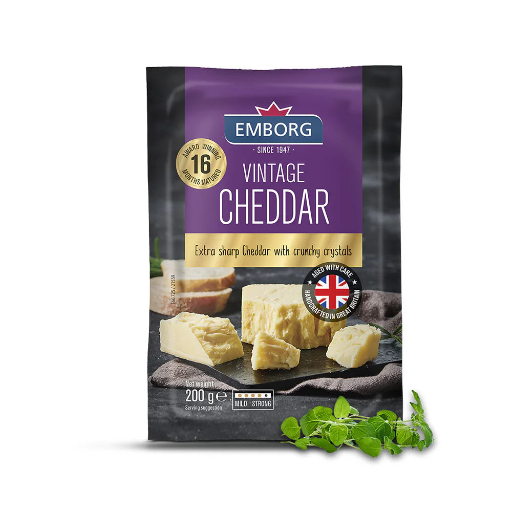 Emborg Vintage Cheddar  200g, Pack of 16 pcs