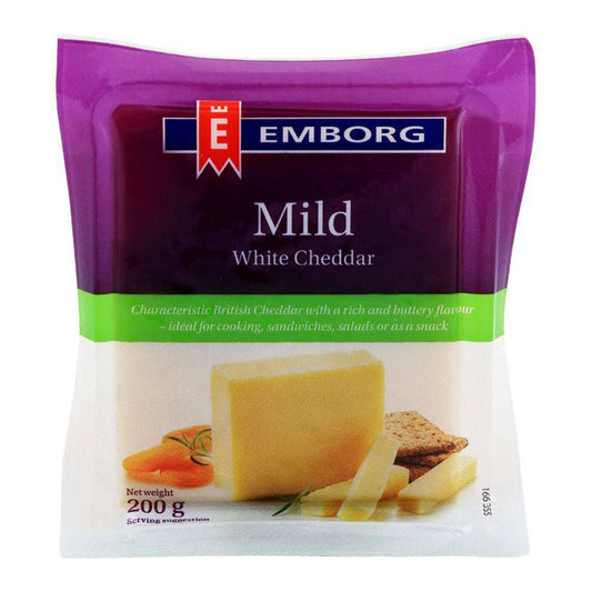 Emborg Mild White Cheddar 200g, Pack of 16 pcs