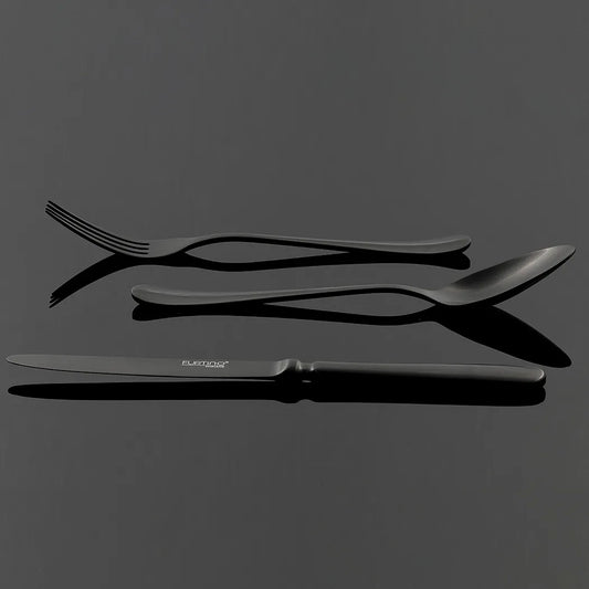 Furtino England Baguette 18/10 Stainless Steel Dessert Fork Matt Black, 19cm, Pack of 6