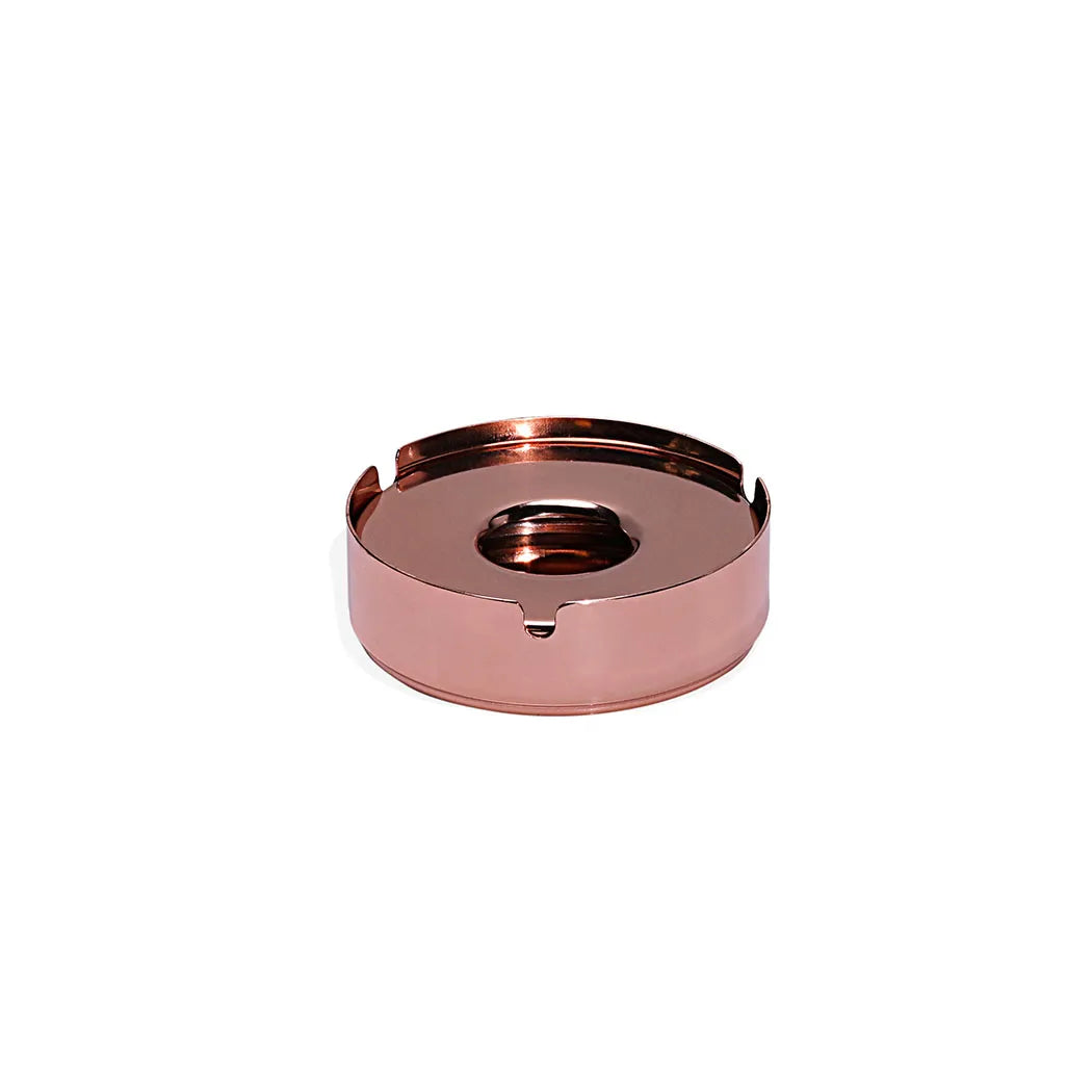 THS Stainless Steel Stackable Round Ashtray Cu Finish 10x3.5cm Rose Gold