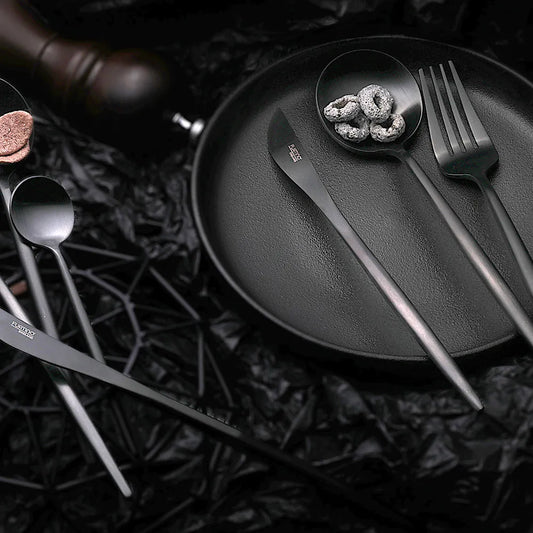 Furtino England Oscar Table Spoon Matt Black 18/10 Stainless Steel Table Spoon 8mm, Pack of 6