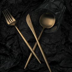 Furtino England Oscar Table Spoon Matt Gold 18/10 Stainless Steel Table Spoon 8mm, Pack of 6