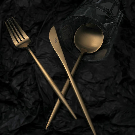 Furtino England Oscar Table Spoon Matt Gold 18/10 Stainless Steel Table Spoon 8mm, Pack of 6