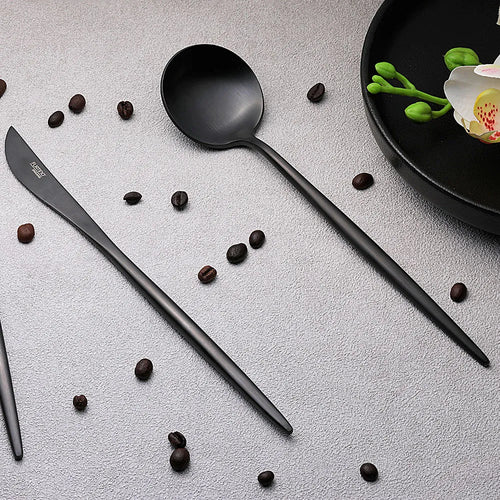 Furtino England Oscar Tea Spoon Matt Black 18/10 Stainless Steel Tea Spoon 8mm, Pack of 6