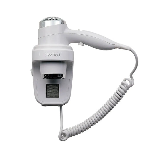 Roomwell Classic 2000W Wall Mounted Hair Dryer with Shaver Socket, Long Life Motor, Anti-Theft, High Power, 3 Heat/2 Speed, Cold Shot, Color White