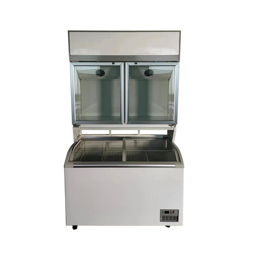 THS Double Glass Horizontal Chest Freezer with Upper Freezer Cabinet, 355 L, 127 x 68 x 85 cm