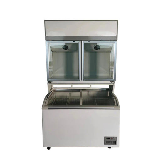THS Double Glass Horizontal Chest Freezer with Upper Freezer Cabinet, 355 L, 127 x 68 x 85 cm
