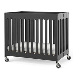 Foundations Boutique Wooden Compact Folding Baby Crib OM+ to 25 Kg, L 101.6 x W 64.77  x H 88.9 cm, Ebony