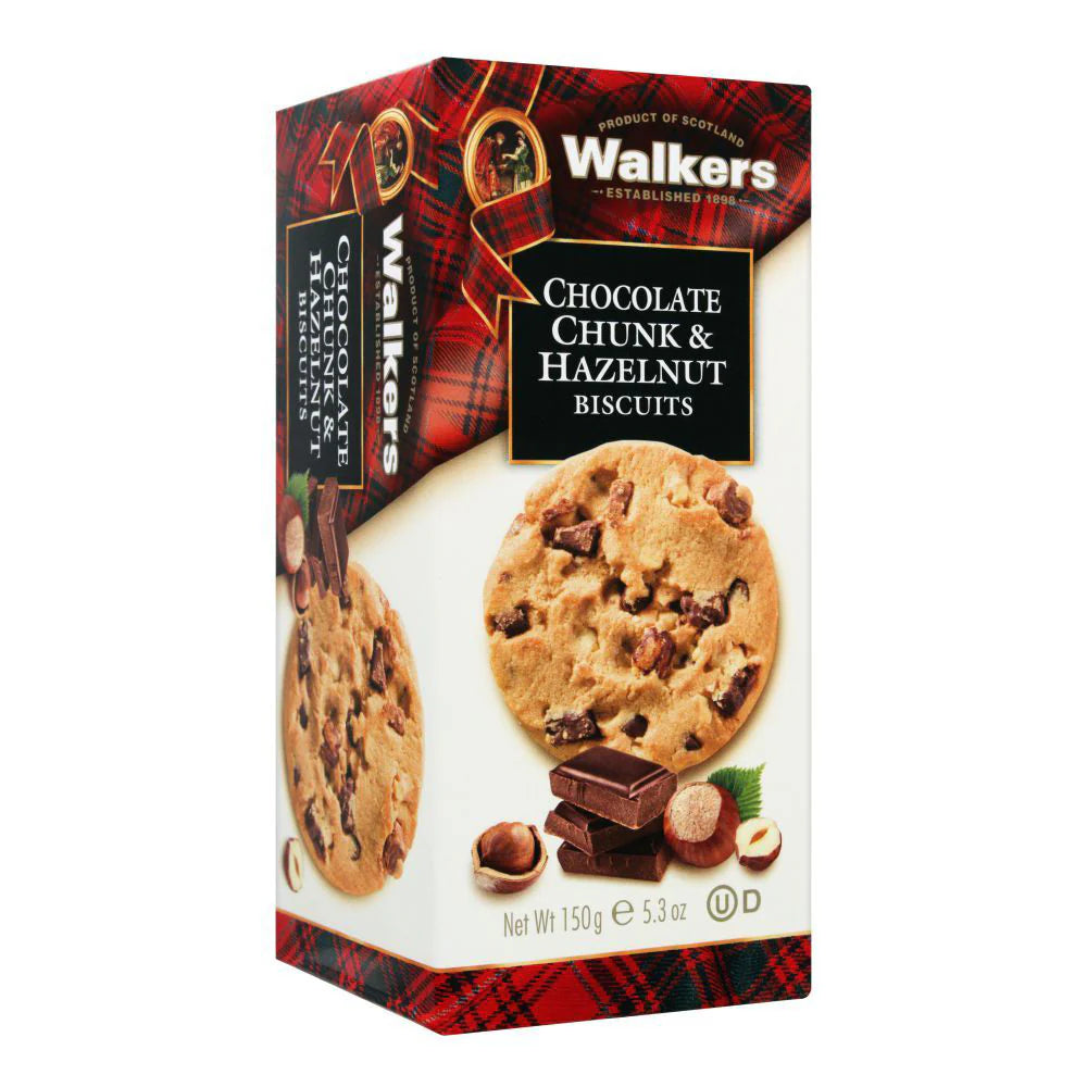 Walkers Choco Chunk+Hazelnut 150g, Pack of 12 pcs
