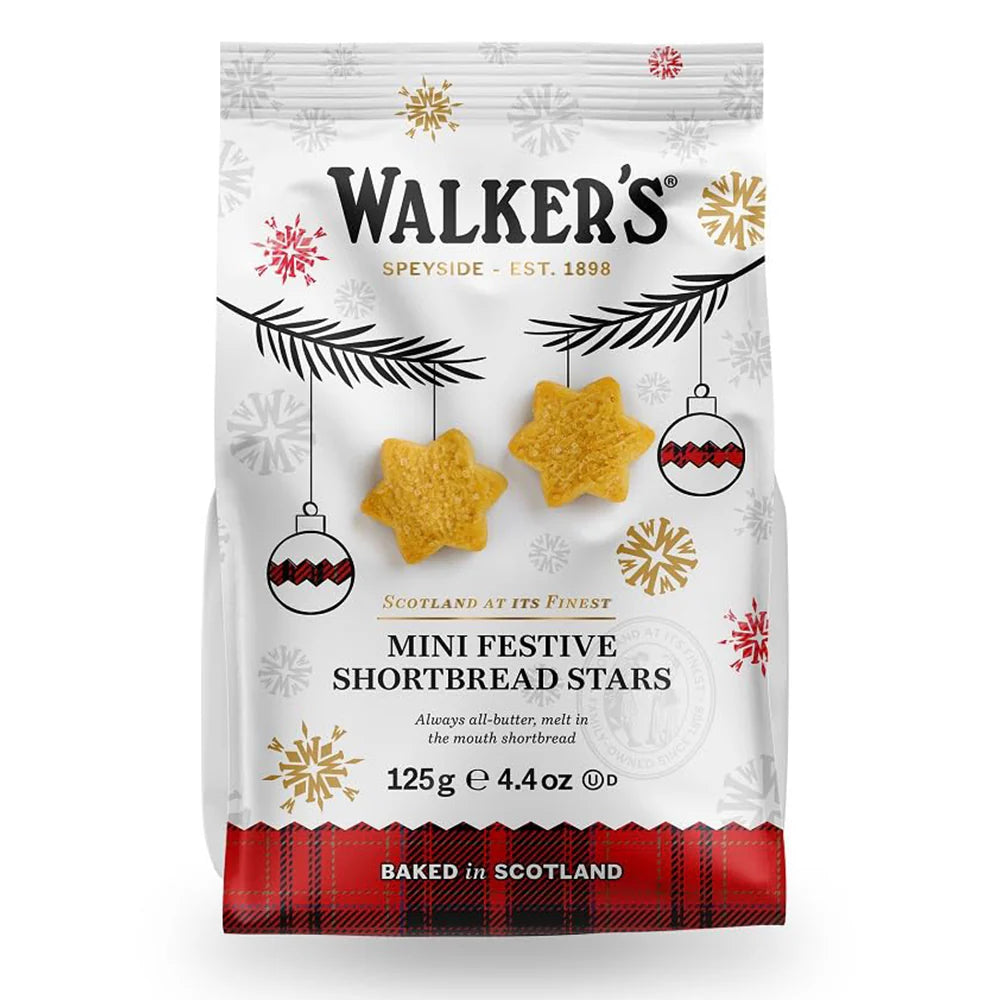 Walkers Mini Festive SB Stars 125g, Pack of 12 pcs