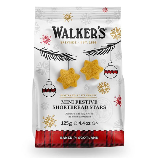 Walkers Mini Festive SB Stars 125g, Pack of 12 pcs