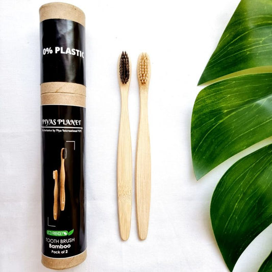 Eco-Friendly Bamboo Toothbrush 655360611368 with Charcoal Bristles, 100 Pcs/Pack