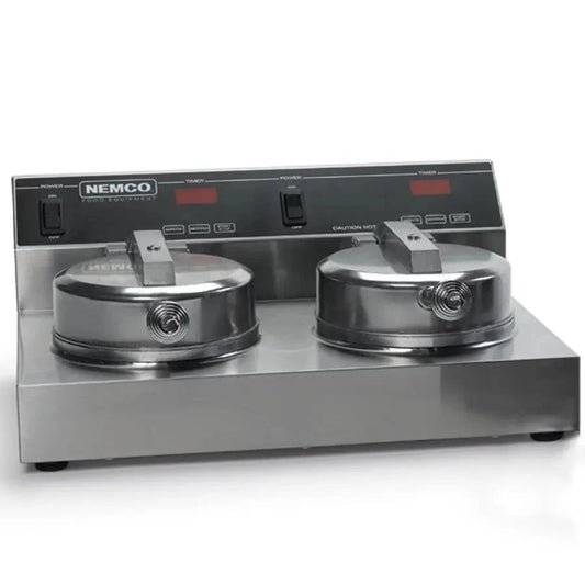 NEMCO 7000A-2240 Double Waffle Baker Fixed Aluminum Grids, 1780W