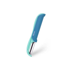 P-shaped Stainless Steel Vegetable Peeler with 2 Blades in Green Color, 15 cm