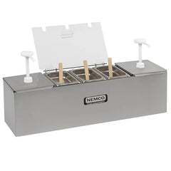 NEMCO 88100-CB-3 Condiment Bar with 3 Pumps & 3 Stainless Steel Pans, 62x18x18 cm