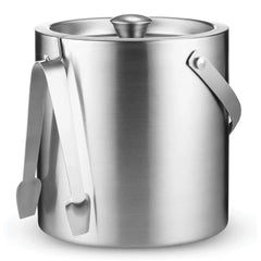 Wundermaxx Ice Bucket Double Wall With Tong, Chrome Mirror Shiny Finish, 1.5 Liters