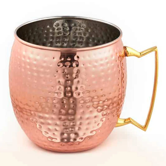 Wundermaxx Moscow Mule Mug, Hammered Copper Plated, 14oz