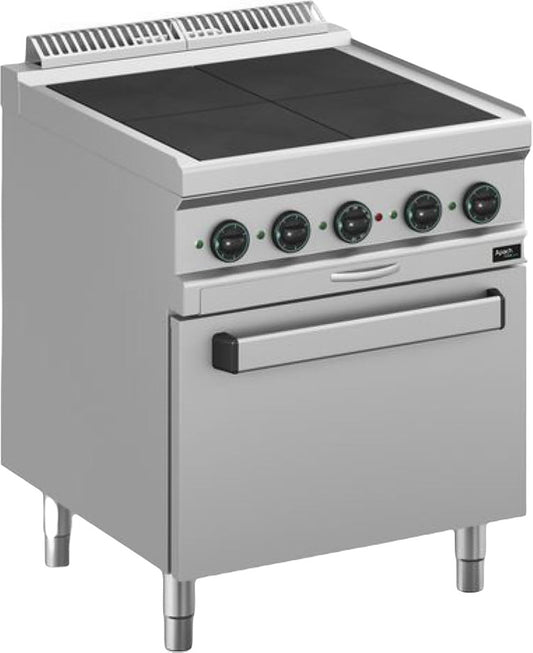 Apach APRE-77QFE/PL Electric Range 700 Series, 4 Cast Iron Hotplates & Static Oven, 15.3 kw.