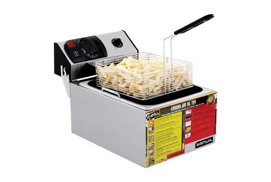 Anvil FFA5001 Frozen Chip Fryer Stainless Steel Table Top Single 5 Liters, 28.2x47x27.8 cm