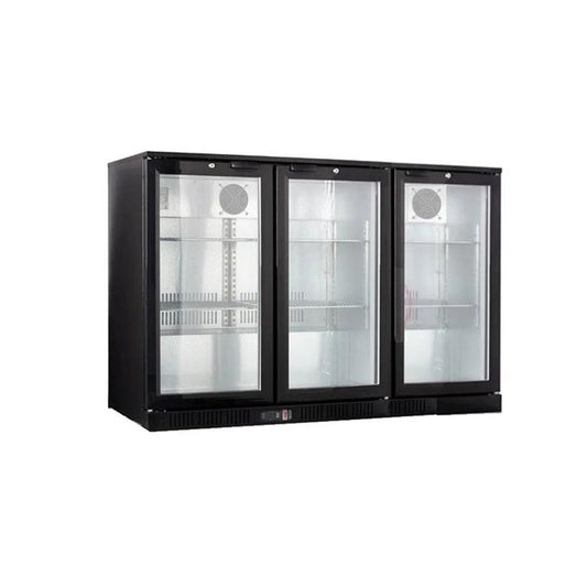THS BC03PS Aluminium Body Bar Cooler Black With Three Sliding Doors, Capacity 320 L 145 W, 133.5 x 51 x 85 cm