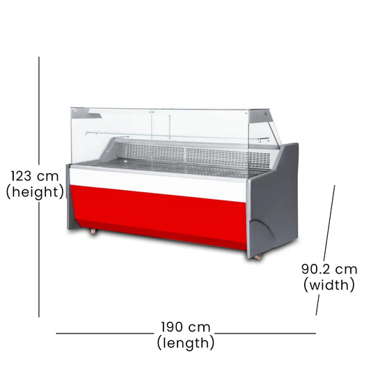 THS Meat Display Freezer, 900 W, 190 x 90.2 x 123 cm