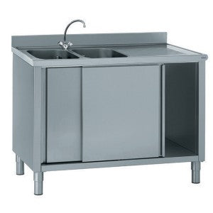 Arex CL2V147 Stainless Steel 2 Bowl Sink Unit on Legs, 140x70x85 cm