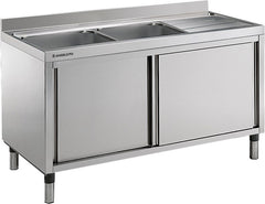 Arex CLA2VGD167 Two Bowl Drain Sink Unit with Doors, 160x70x85 cm