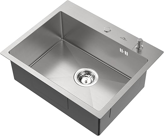 Arex CLAVGD127 Stainless Steel Single Bowl Drain Sink Unit Sliding Doors, 120x70x85 cm