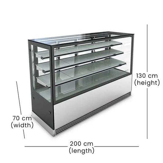 THS Cake Showcase with 3 Shelves, 840 W, 200 x 70 x 130 cm