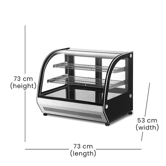 THS Curved Glass Cake Display Chiller with 2 Shelves, 200 W, 70 x 53 x 73 cm