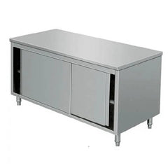 Arex CTN712 Stainless Steel Work Table with Cupboard and Sliding Doors, 120x70x85 cm