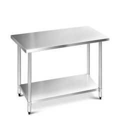 Arex CTR714 Stainless Steel Work Table with Bottom Shelf, 140x70x85 cm