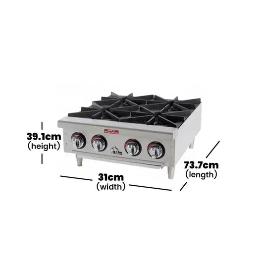 star manufacturing usa 604hf gas countertop cooker cast iron burner stainless steel 31 x 73 7 x 39 1 cm 4 knobs control