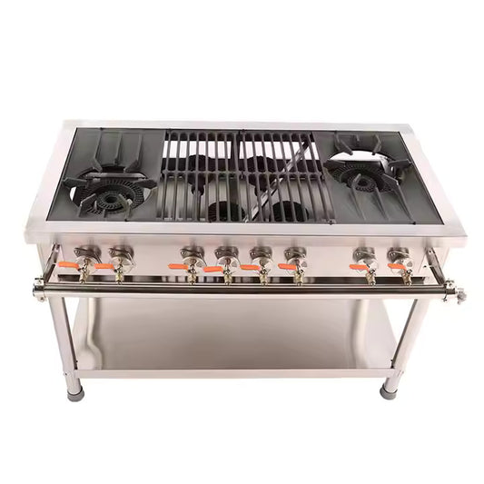 PRIMO DZ072 6-Burner Commercial Gas Stove, 120x70x80 cm