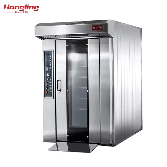فرن دوّار كهربائي روتاري EB-100E، بسعة 16 + 16 صينية، قدرة 50 كيلوواط، الأبعاد: 167 × 237 × 250 سم.