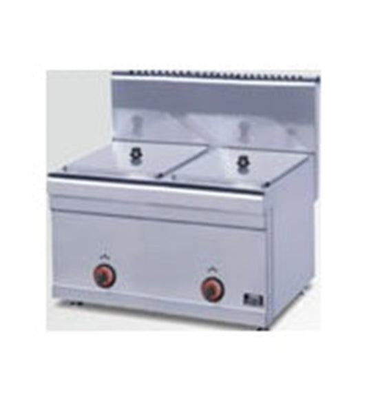 THS ET-FGR-ZL Stainless Steel heavy Duty Table Top Gas Operated 2 Tank Fryer, 55x52x47 cm