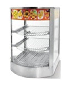 THS ET-LD-1P-T Stainless Steel Heavy Duty Table Top Curved Glass Warming Showcase, 35x42x52 cm