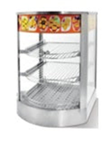 THS ET-LD-1P-T Stainless Steel Heavy Duty Table Top Curved Glass Warming Showcase, 35x42x52 cm