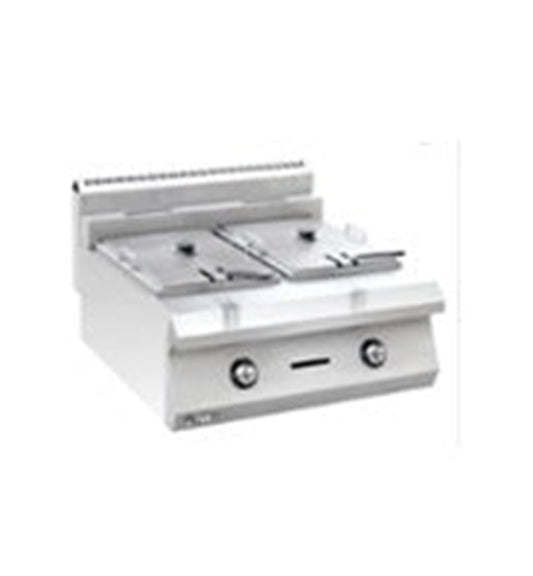THS ET-TSRQZL Stainless Steel Heavy Duty table Top Gas Operated 2 Tank Fryer, 60x66x41.2 cm