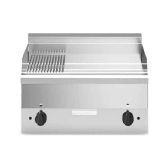Modular F60/60FTE/LR/T/ Electric Griddle 2/3 Smooth 1/3 Ribbed Mild Steel Plate, 60x60x30 cm