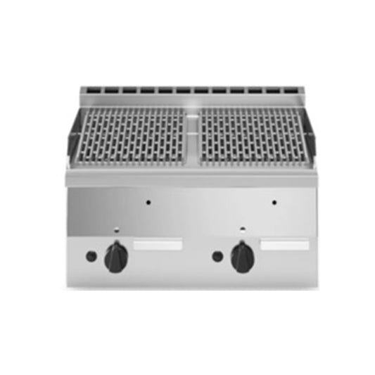 Modular F60/60GRLG/T/ Lava Stone Grill with 2 Cooking Zones, Cast Iron, 60x60x30 cm