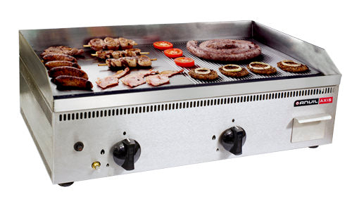 Anvil FTA1750 Table Top 1/2 Flat Ribbed Gas Griller, 76x45x25 cm