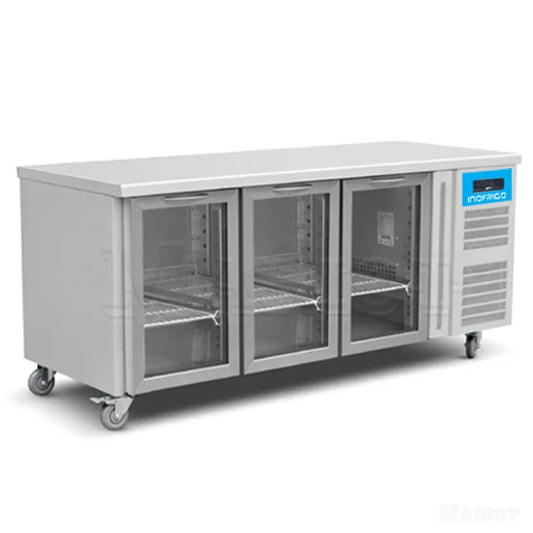 Inofrigo GN3100TN/G Work Top Chiller 400 Liters Glass Door, Power 348W 179.5 x 70 x 85 cm