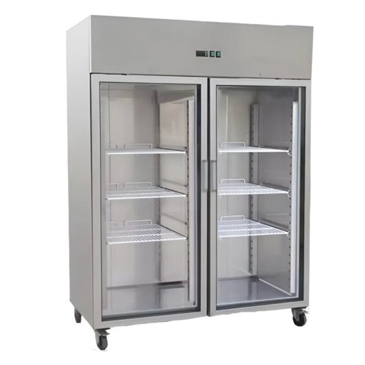 THS GN1410BTG Double Glass Doors Upright Freezer