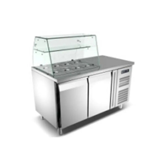 Symbol GN2100TNSC Counter Chiller Two Door Glass Display, 136x70x85cm