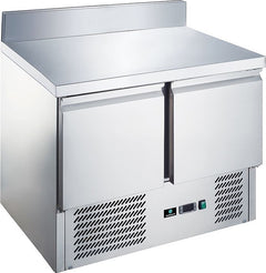 Hurakan HKN-GNL2TN-SB Refrigerated Counter with Backsplash Commercial Stainless Steel Prep Station